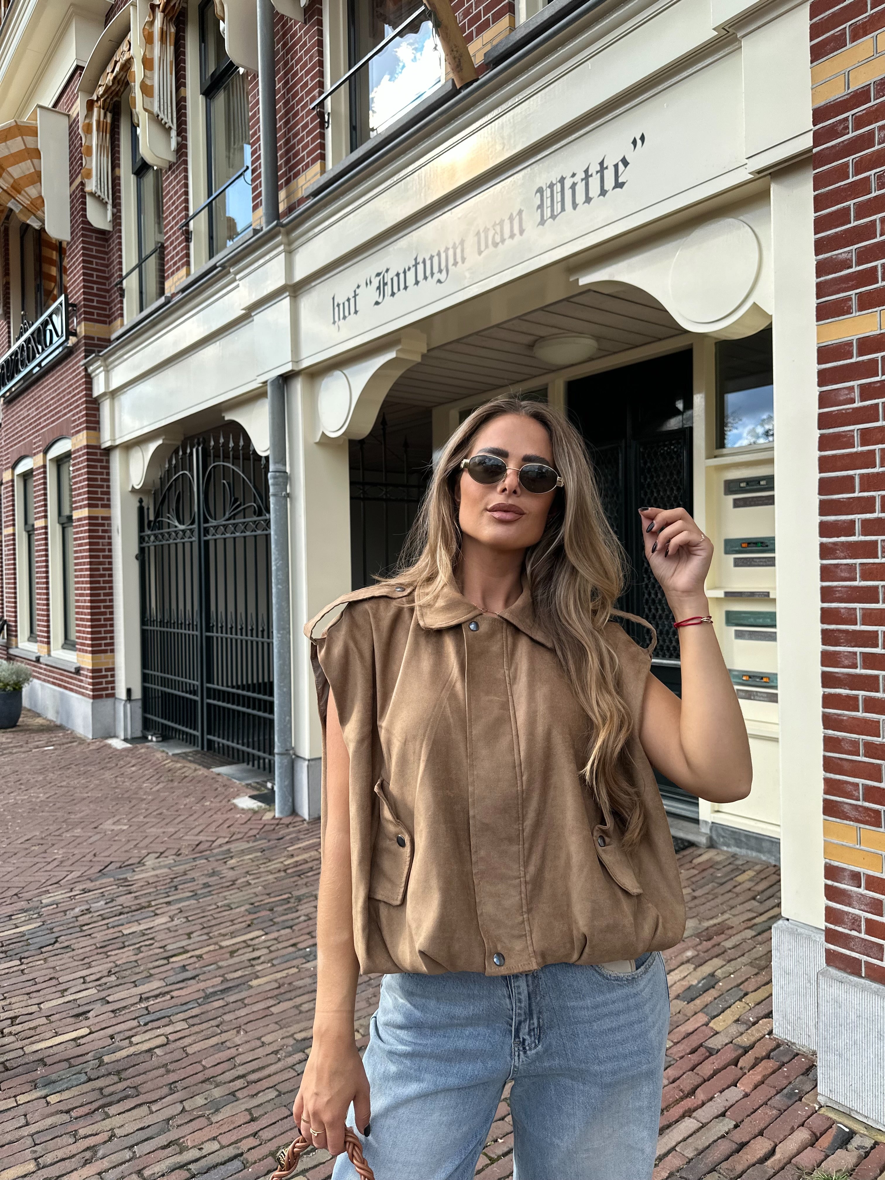 Suède Gilet Camel | Lisa