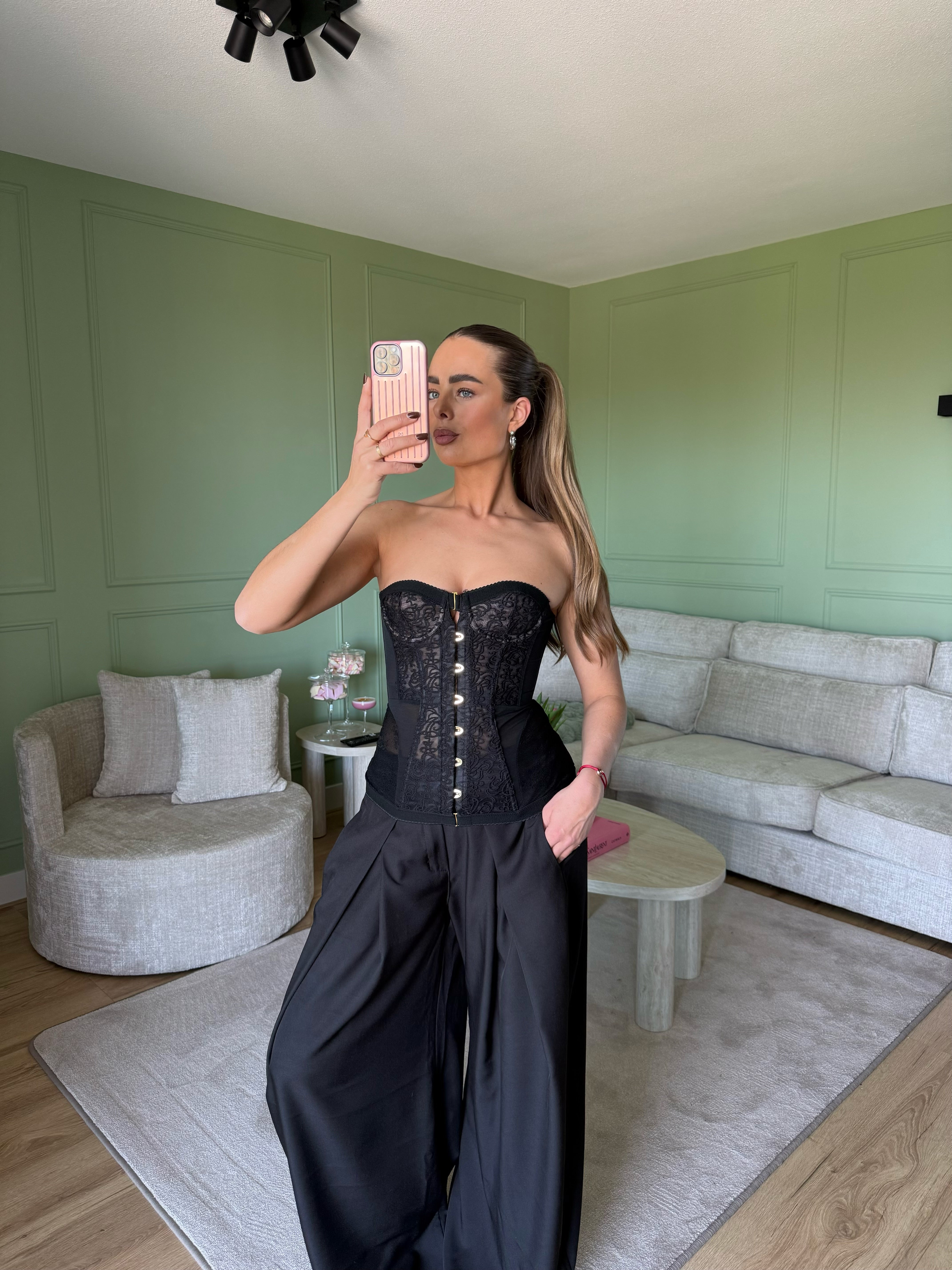 Corset Lace Top Zwart