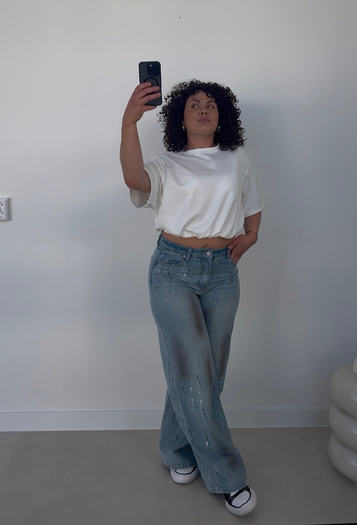 Wide Leg Jeans Verfspatten