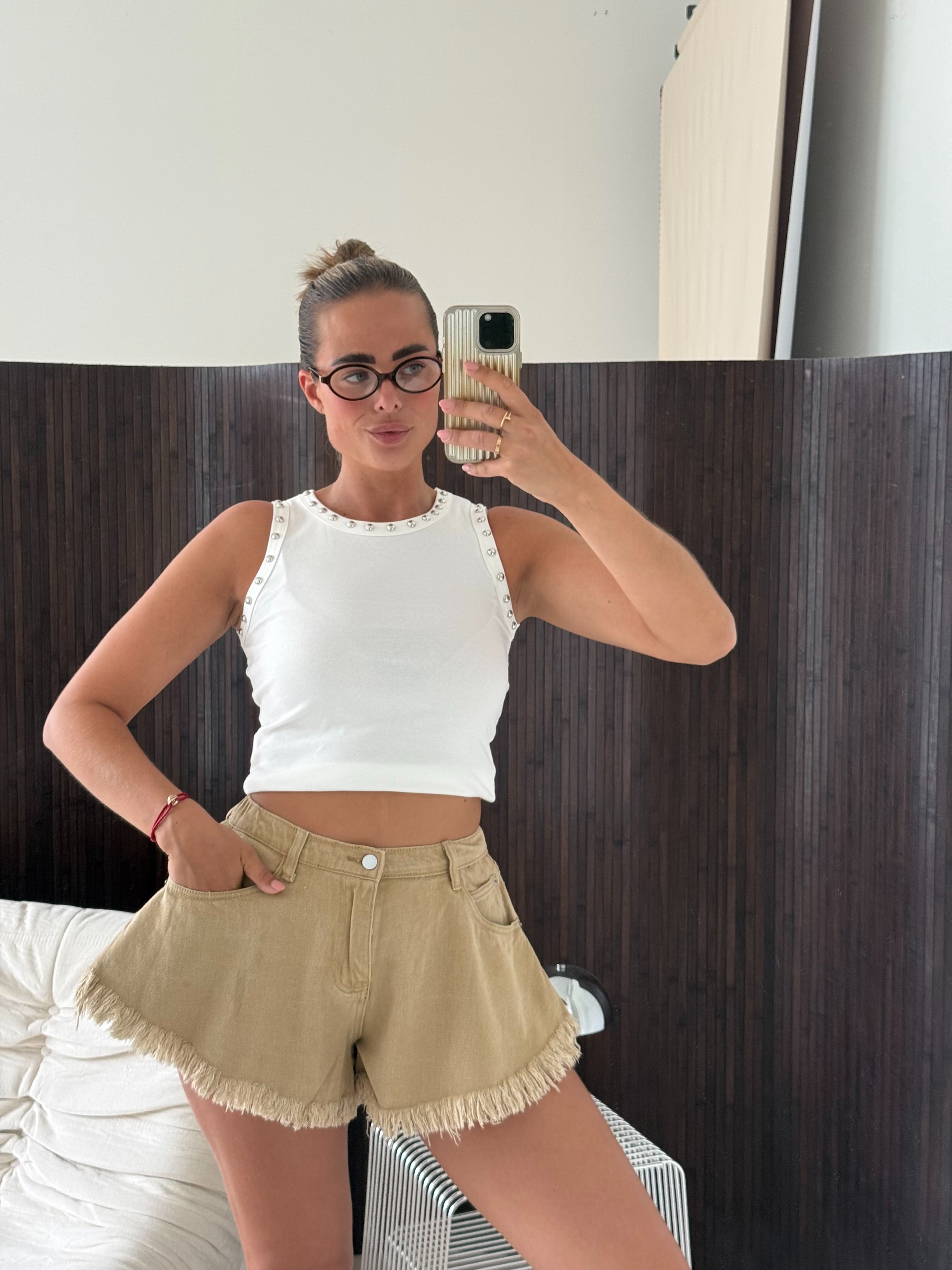 Denim Short Gerafeld Camel