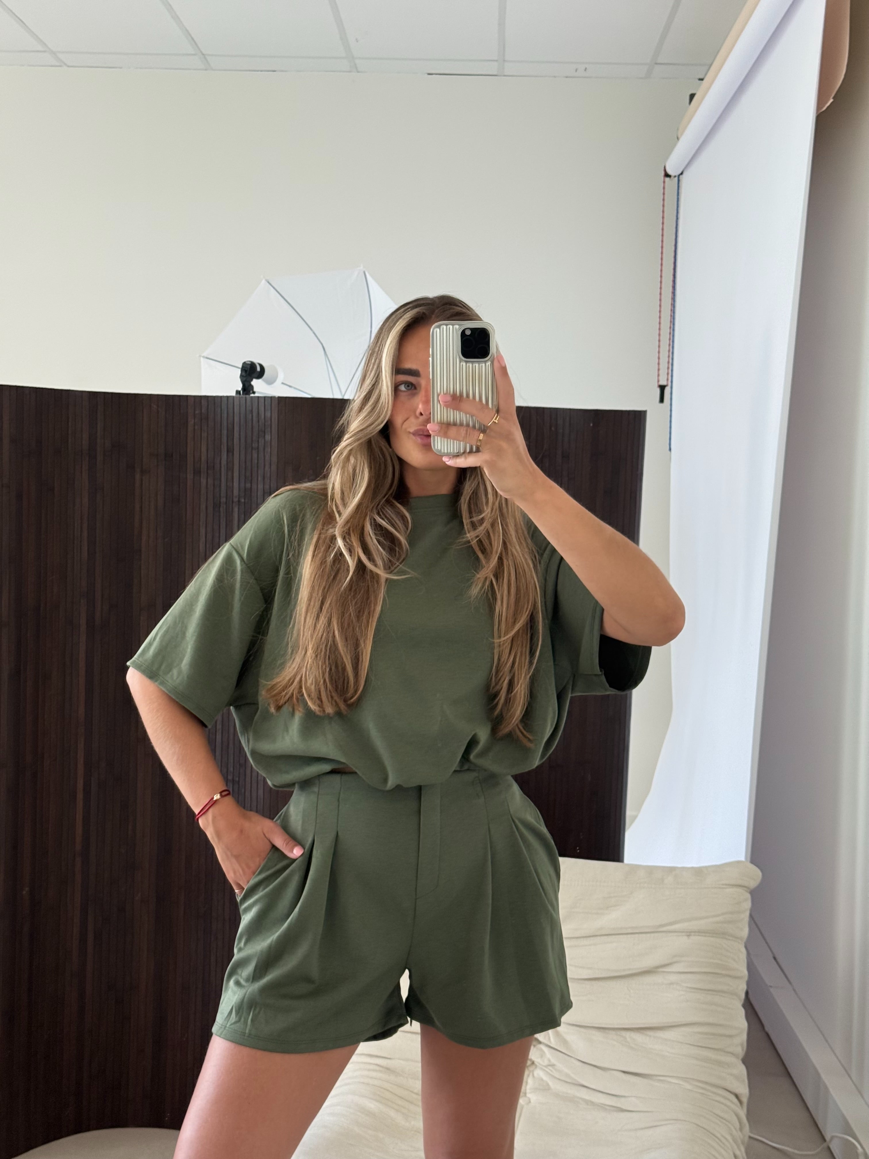 Cropped Two Piece Set Army