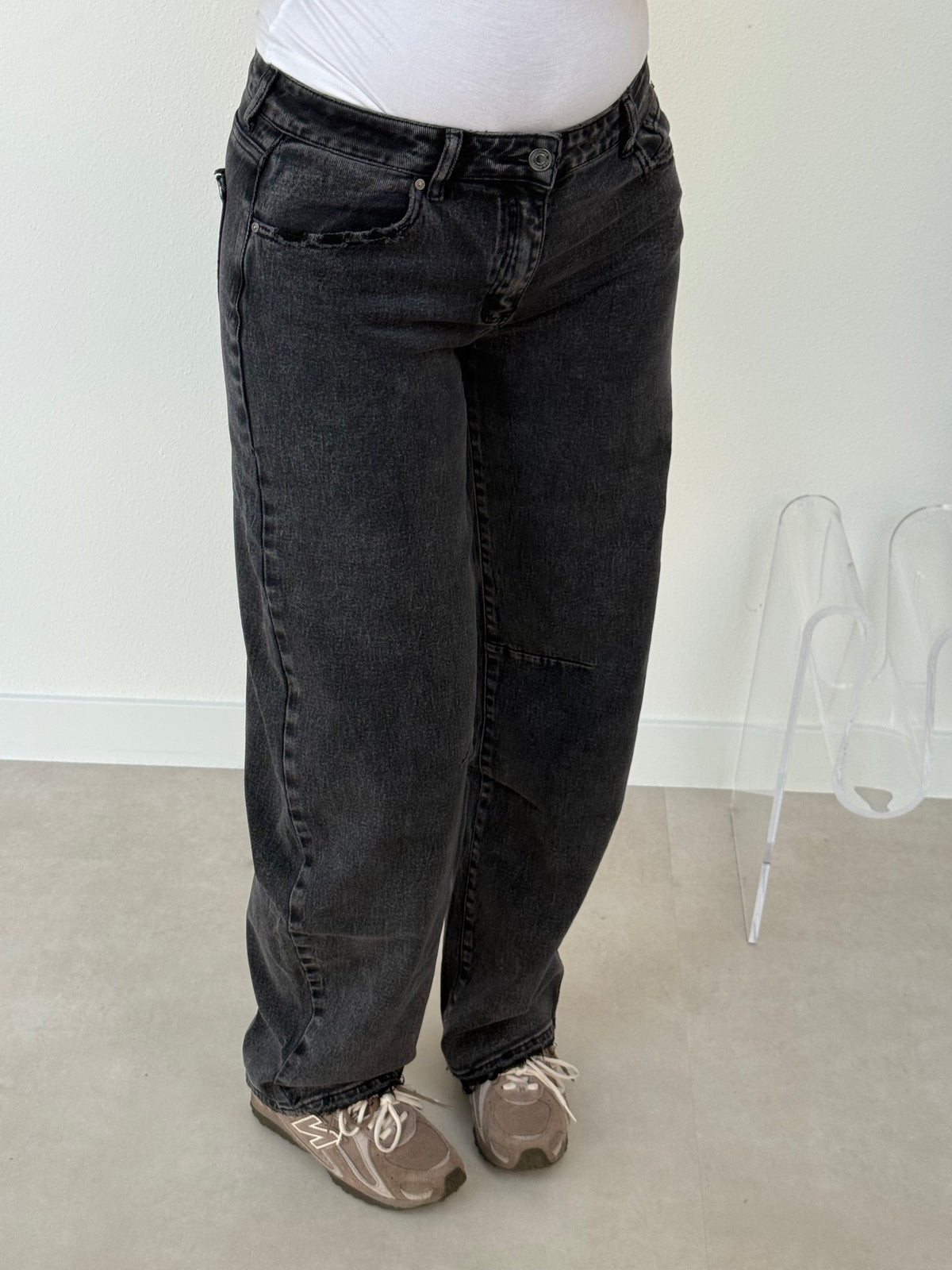 Queen Hearts Barrel Jeans Donker Grijs
