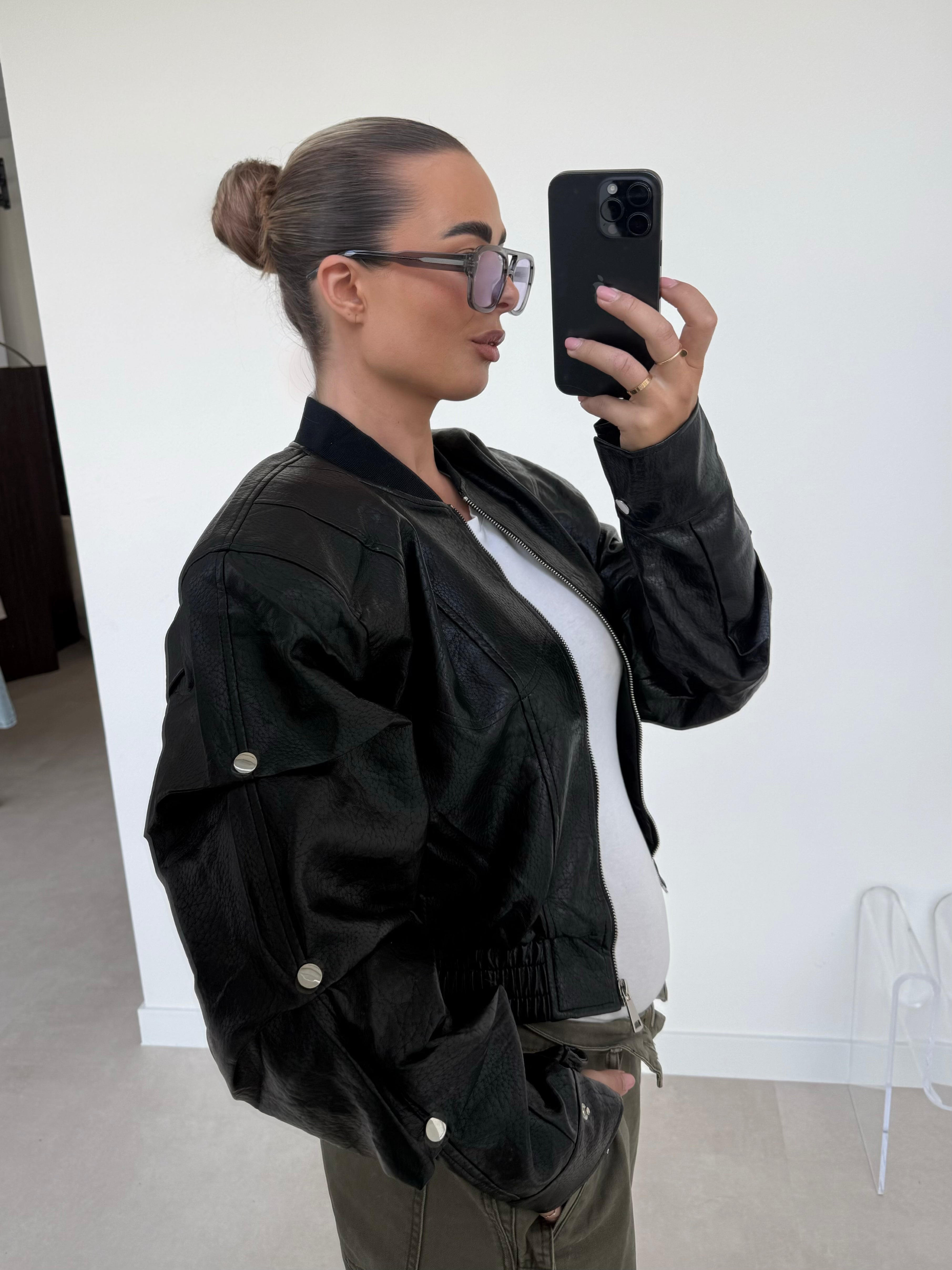 PU Leather Statement Sleeves Bomber | Frankie