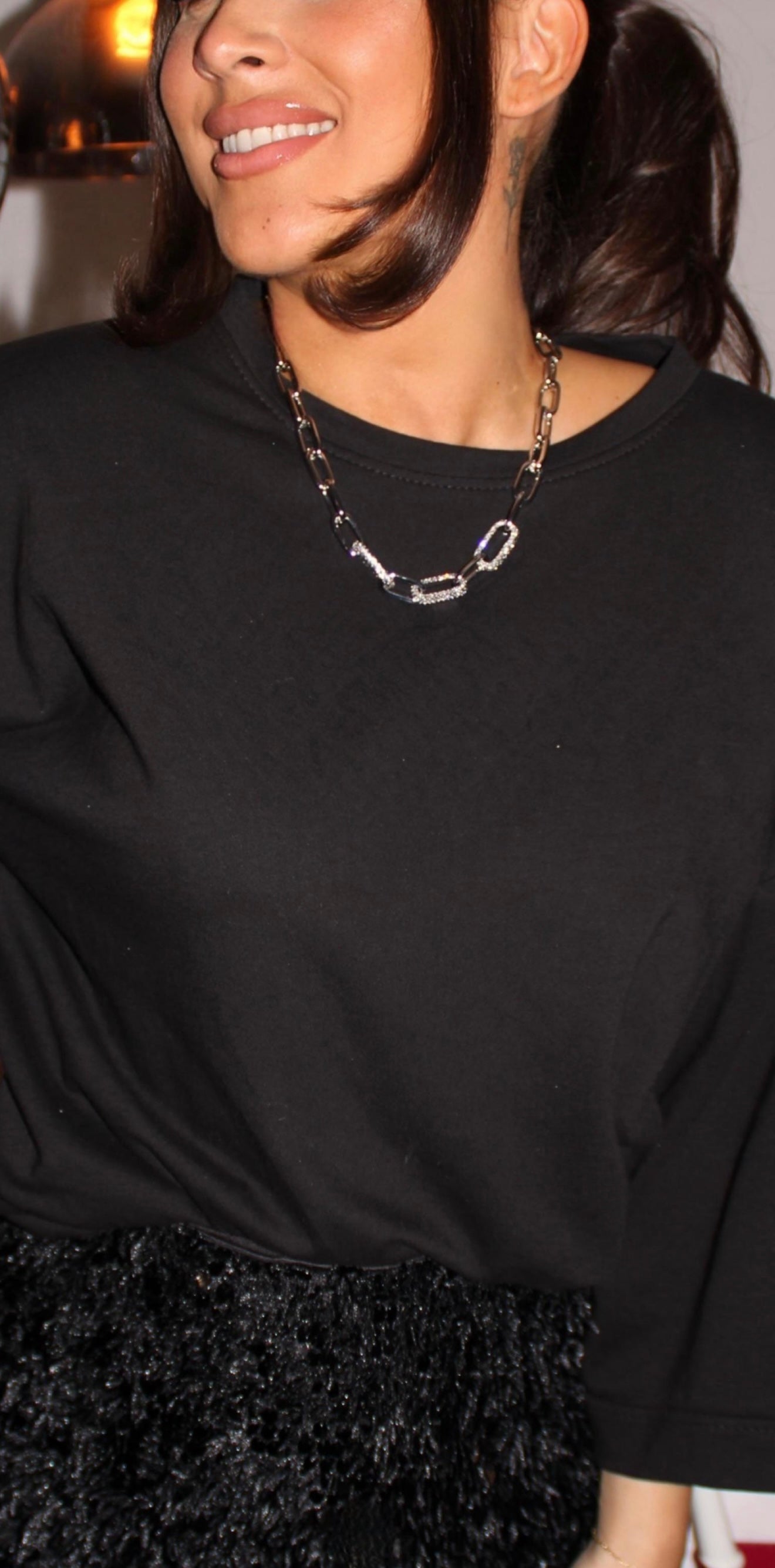 Chain Ketting Met Strass Silver