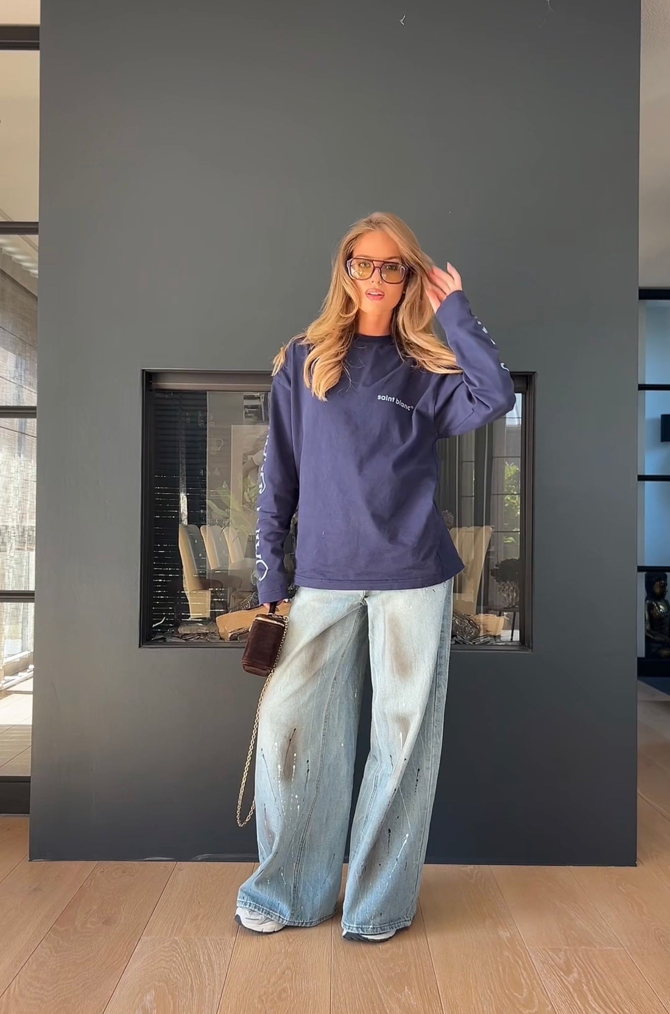 Wide Leg Jeans Verfspatten