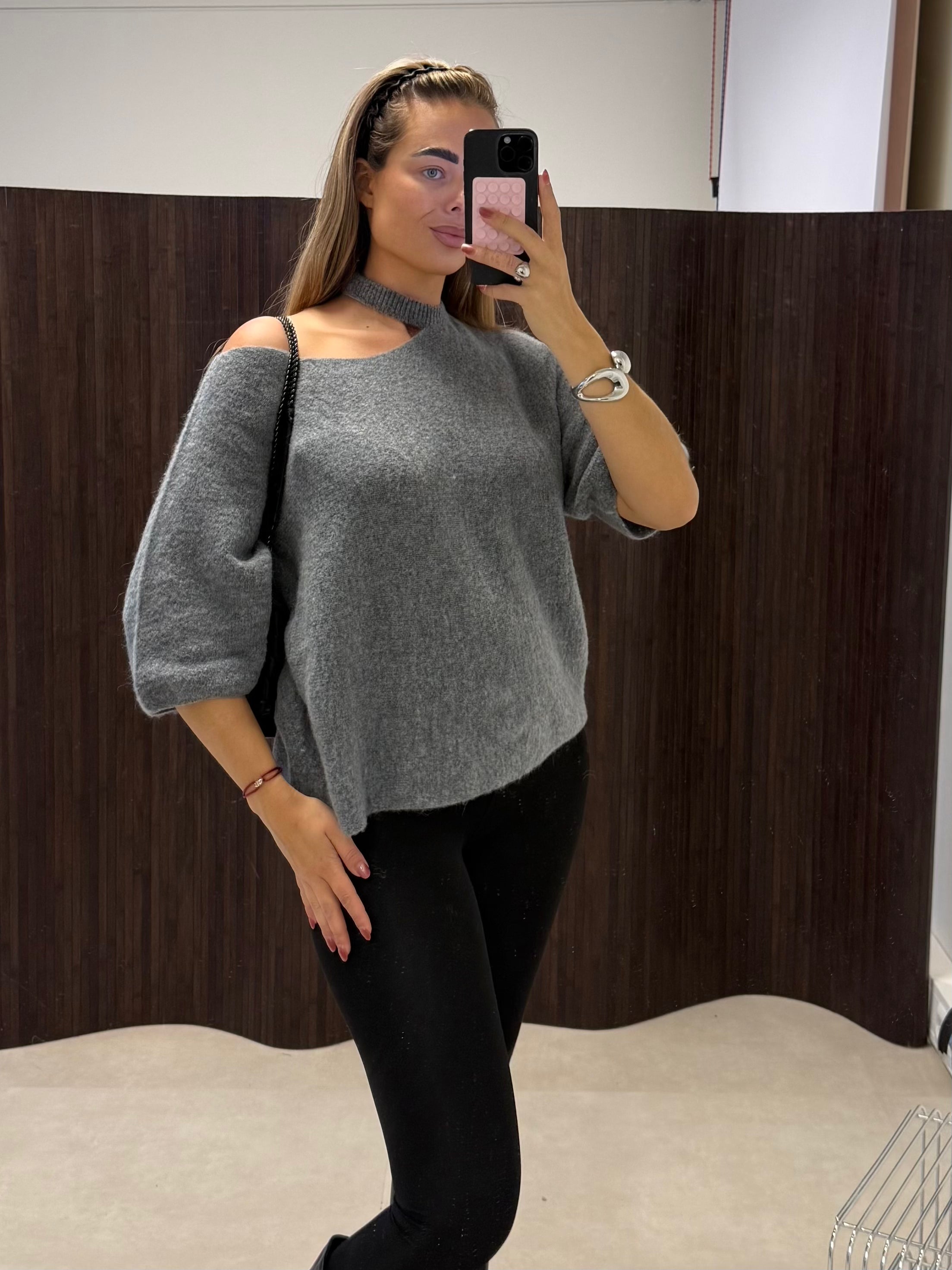 Knit Trui Cut Out | Grijs