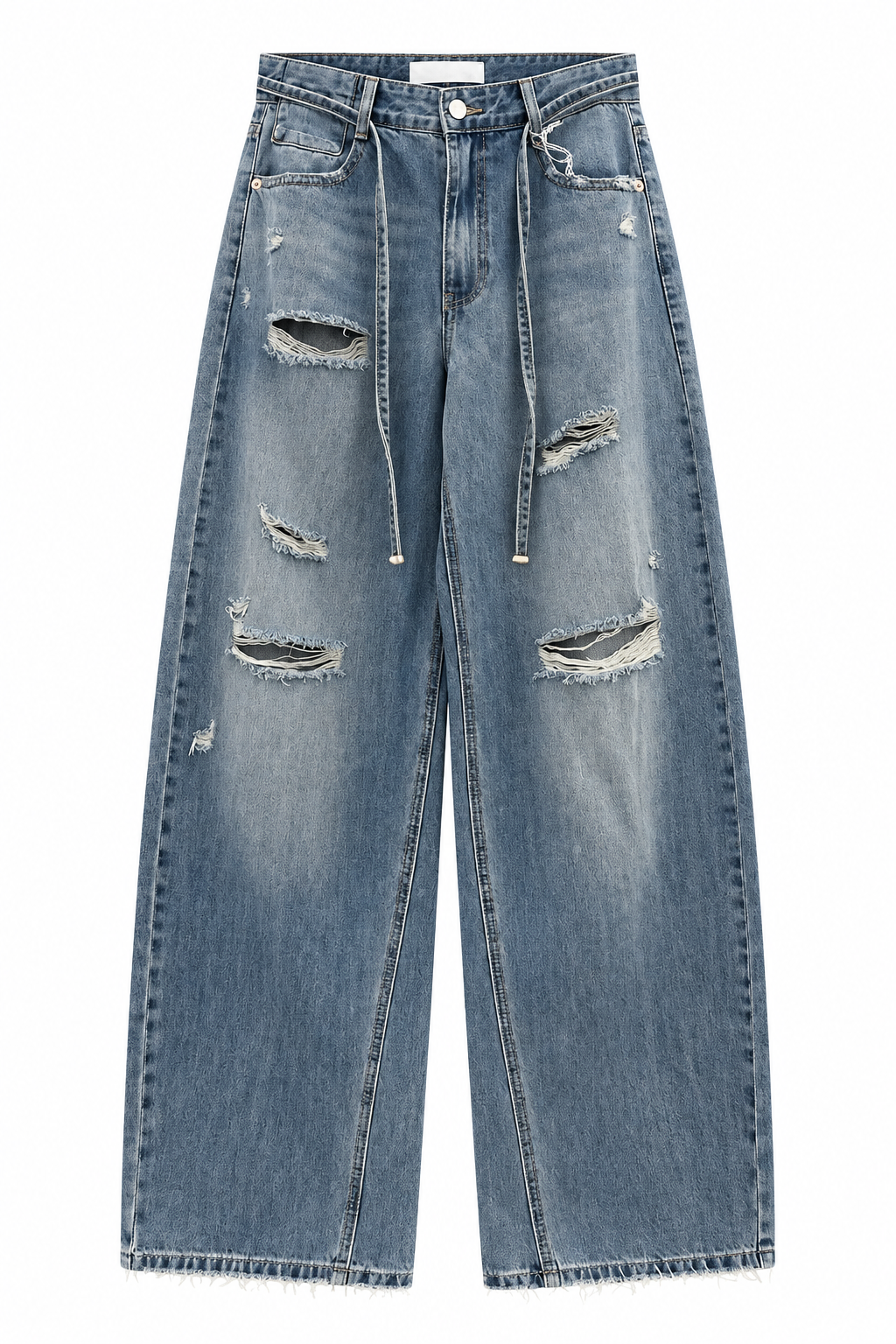 Queen Hearts Ripped Jeans Blauw