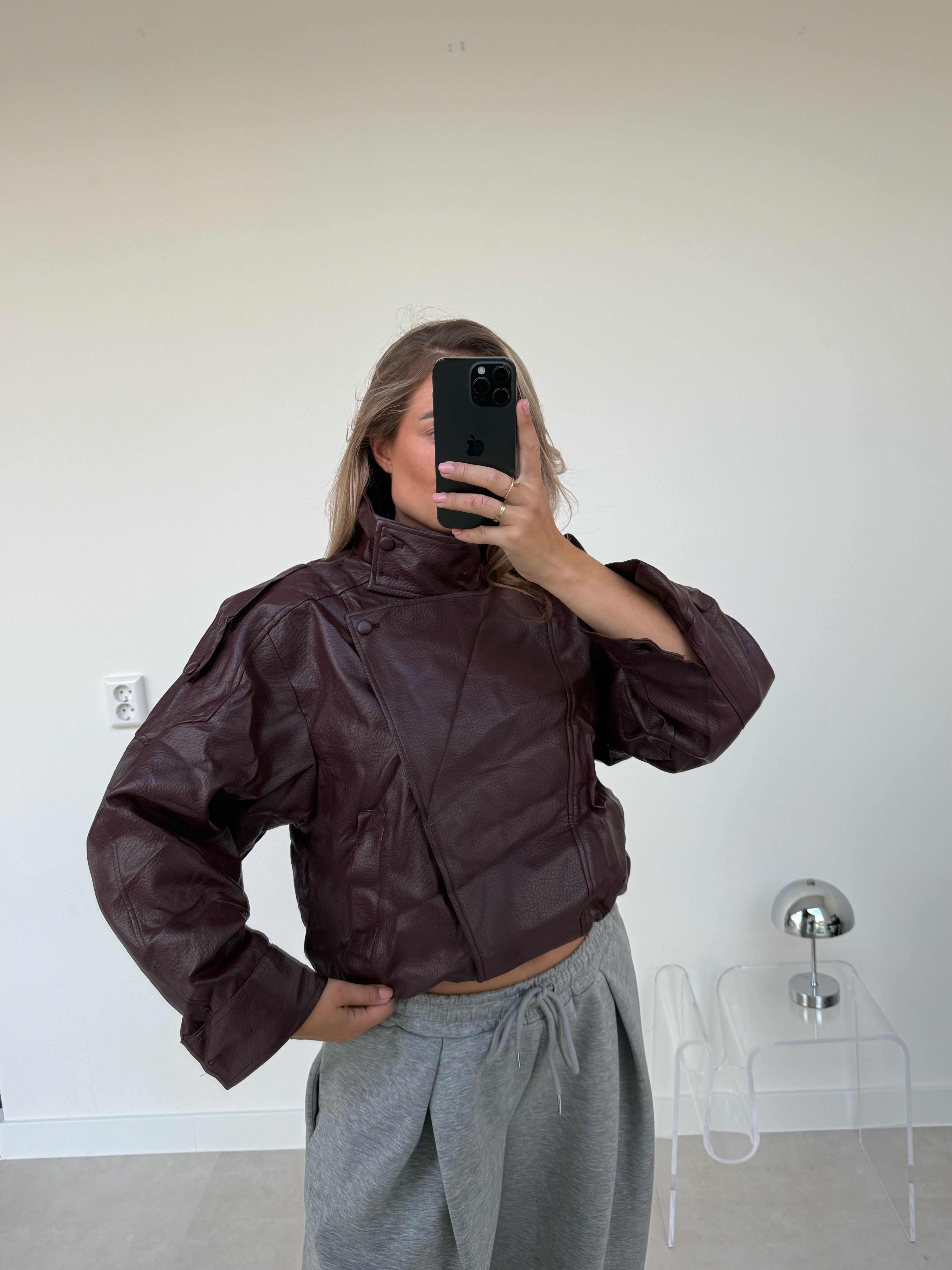 PU Leather Jacket Burgundy