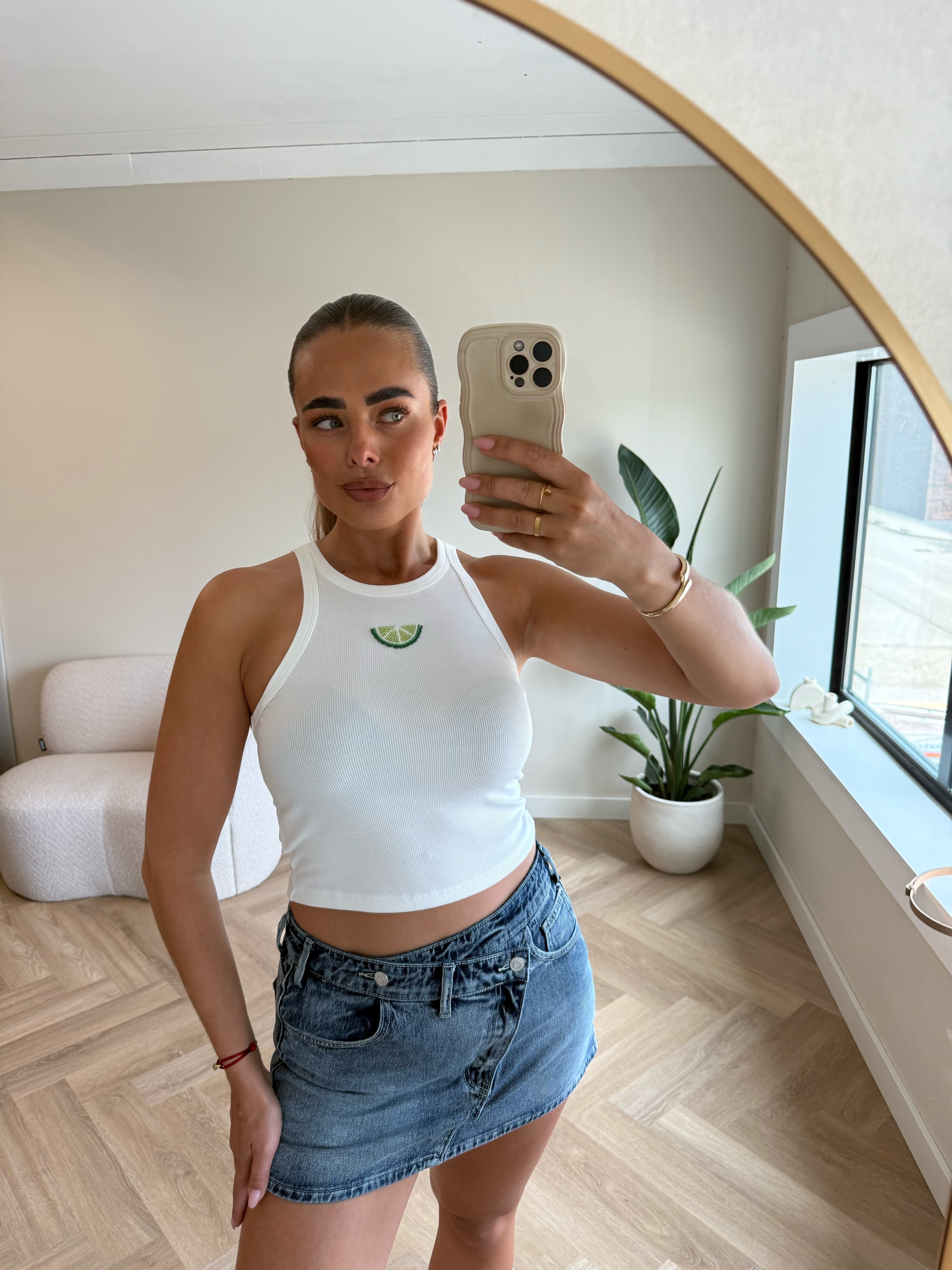Witte Top Met Meloen | Selina
