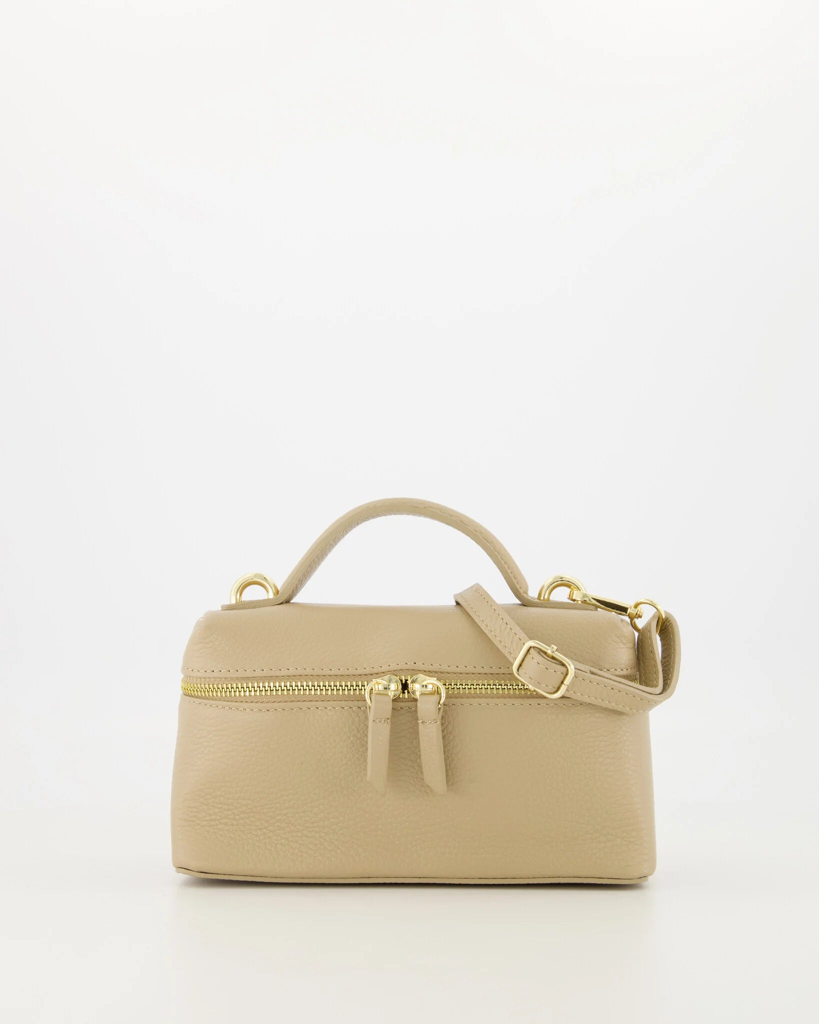 Leren Damestas Rechthoekig Beige | Jane
