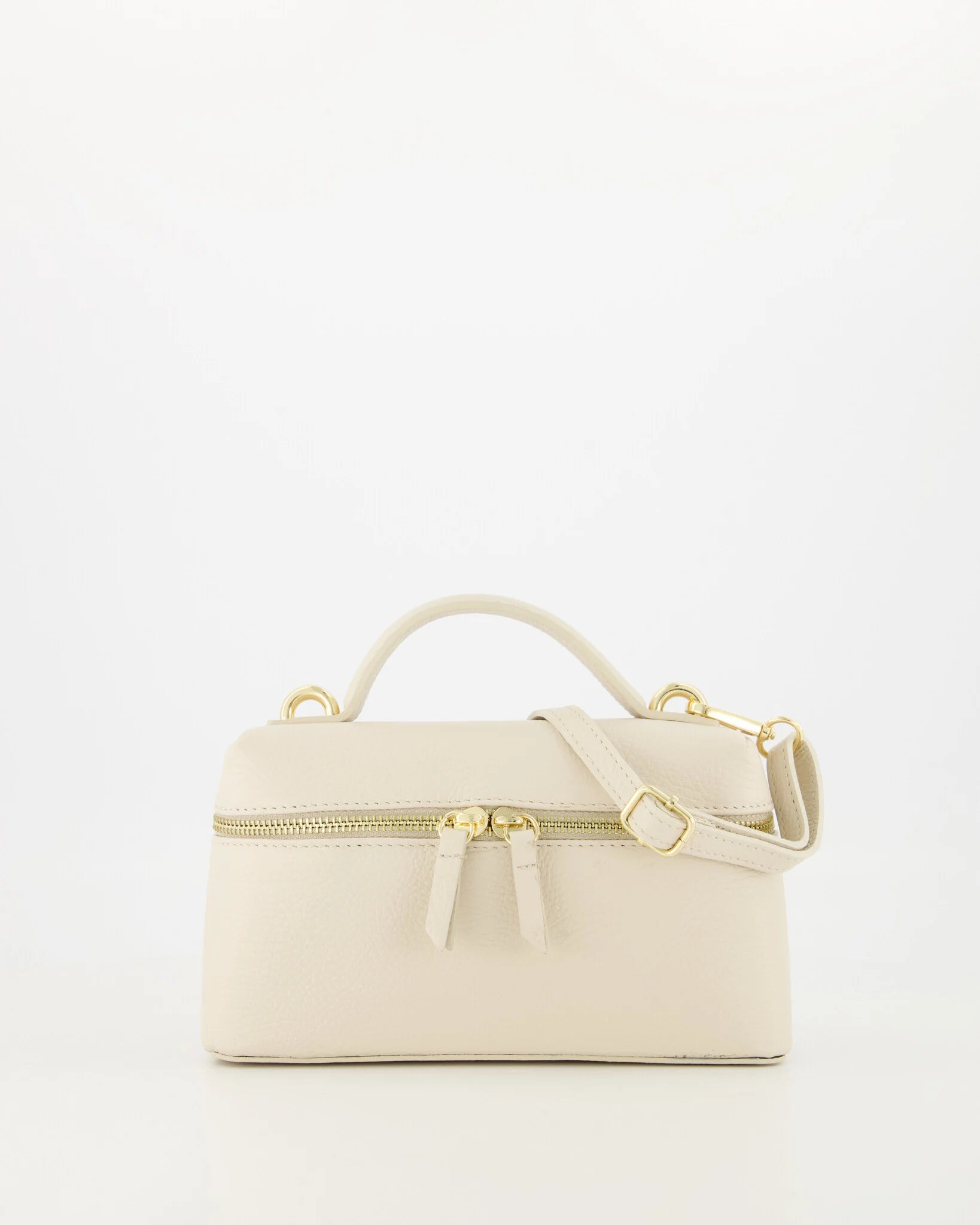 Leren Damestas Rechthoekig Off White | Jane