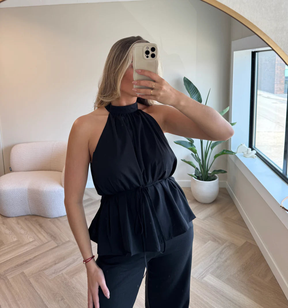 Halter Top Zwart | Yulia